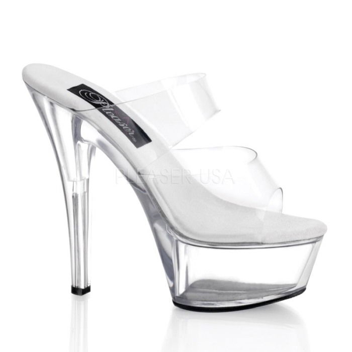 Saboti transparenti cu toc si pe marimi 42-43, Pleaser USA, Kiss 202 [1]