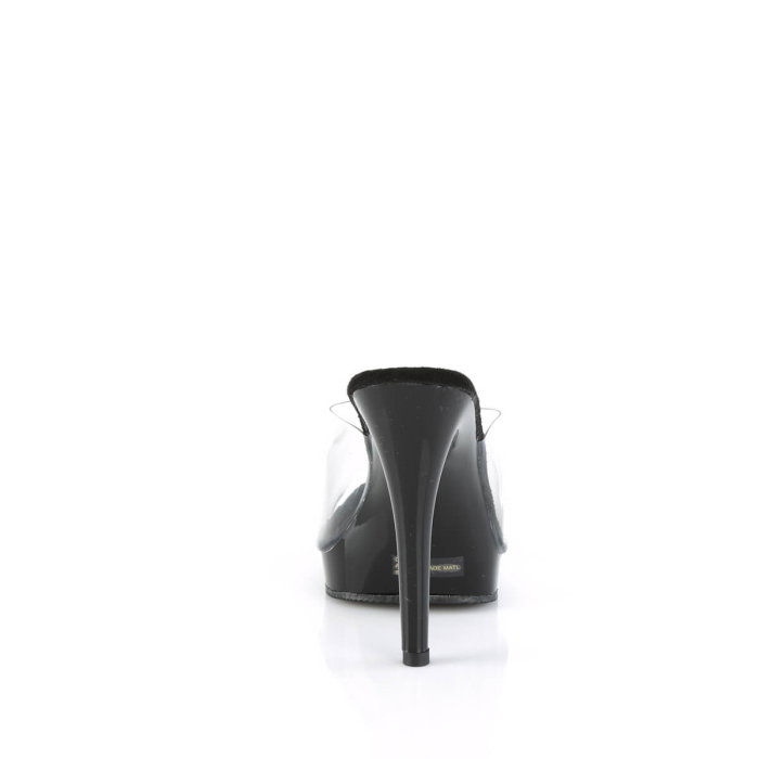 Saboți Fabulicious GLORY 501 negri cu față transparentă, toc de 12,7 cm și calapod Comfort Width pentru picior lat. [4]