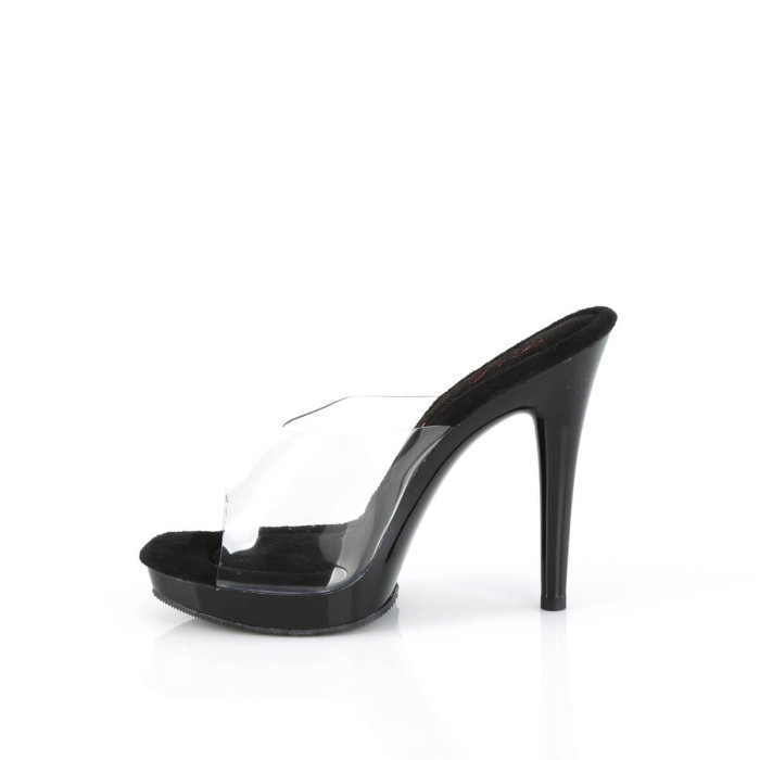 Saboți Fabulicious GLORY 501 negri cu față transparentă, toc de 12,7 cm și calapod Comfort Width pentru picior lat. [3]