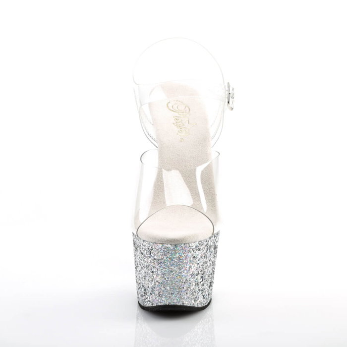 Sandale cu toc si platforma argintie ADORE 708 LG, Pole dance [3]