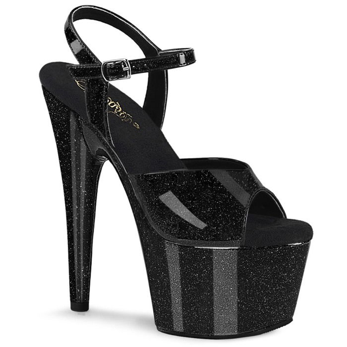 sandale cu toc de  18 cm, pentru dans la bara, Pleaser Adore 1020 GP negru [1]