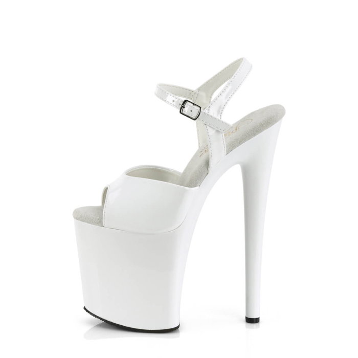 Sandale Pleaser NAUGHTY 809 albe lac pentru picior lat, cu toc de 20 cm și platformă de 10 cm. [5]