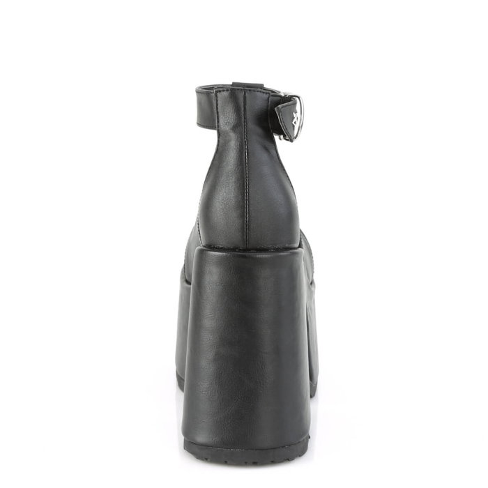 Sandale piele ecologică vegană mată, toc gros, Camel-103/BVL, DemoniaCult [4]