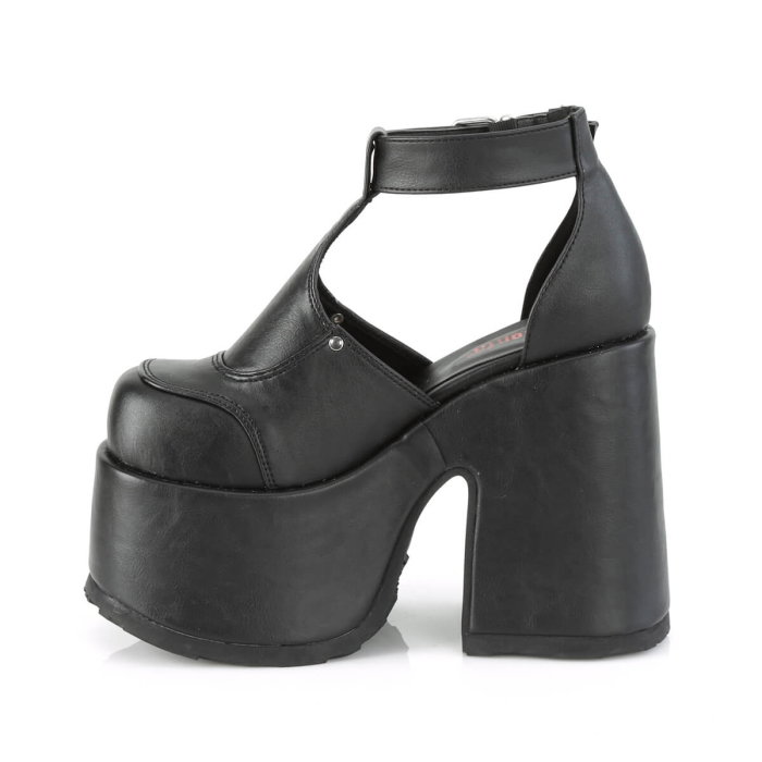Sandale piele ecologică vegană mată, toc gros, Camel-103/BVL, DemoniaCult [5]