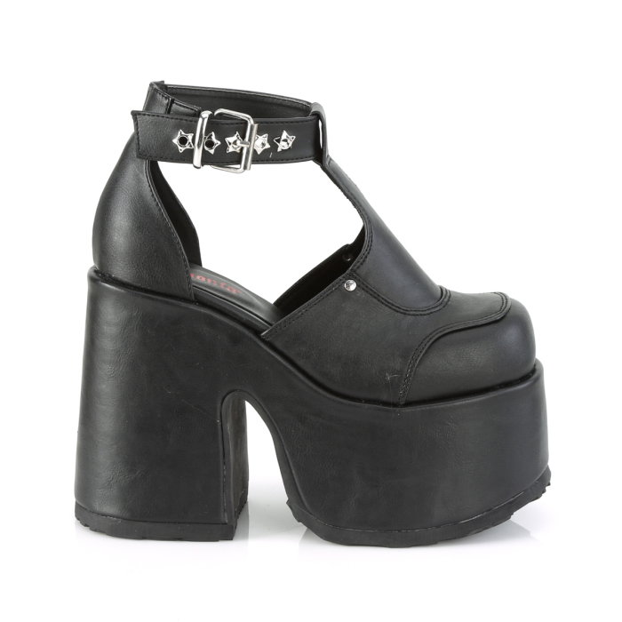 Sandale piele ecologică vegană mată, toc gros, Camel-103/BVL, DemoniaCult [2]