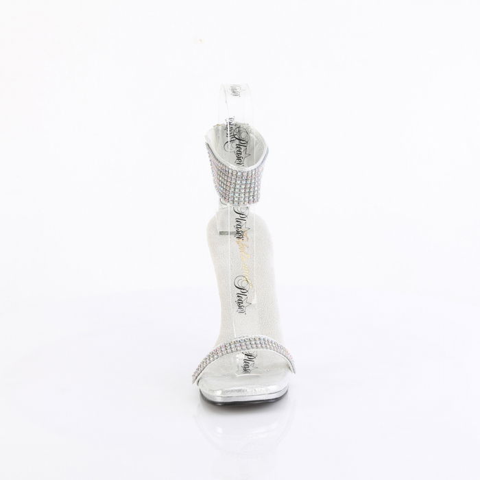 Sandale concurs fitness de mireasa pleaser toc de 12 cm argintii [4]