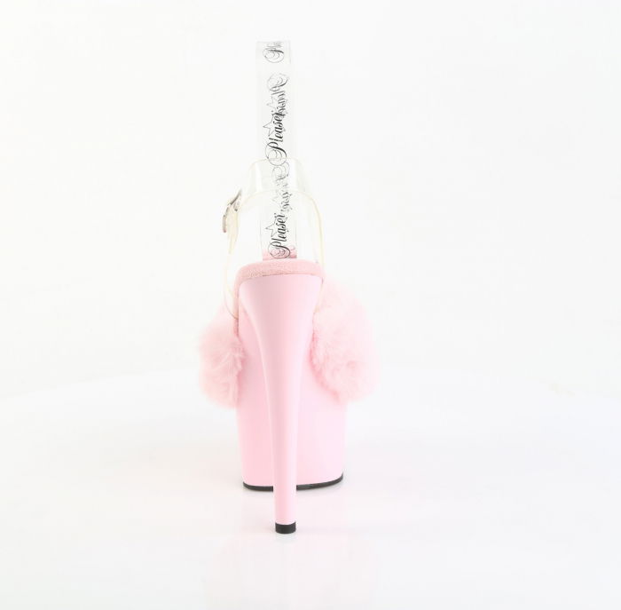 Sandale cu puf roz cu toc inalt si platforma [5]