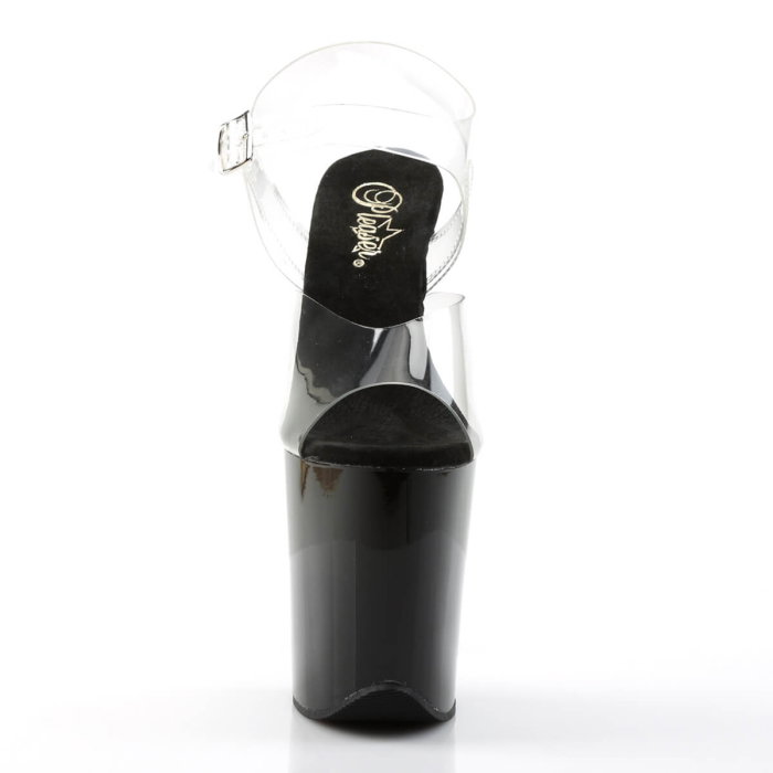 Sandale Pleaser FLAMINGO 808 negre cu barete transparente, toc înalt de 20,3 cm și platformă pentru pole dance. [7]