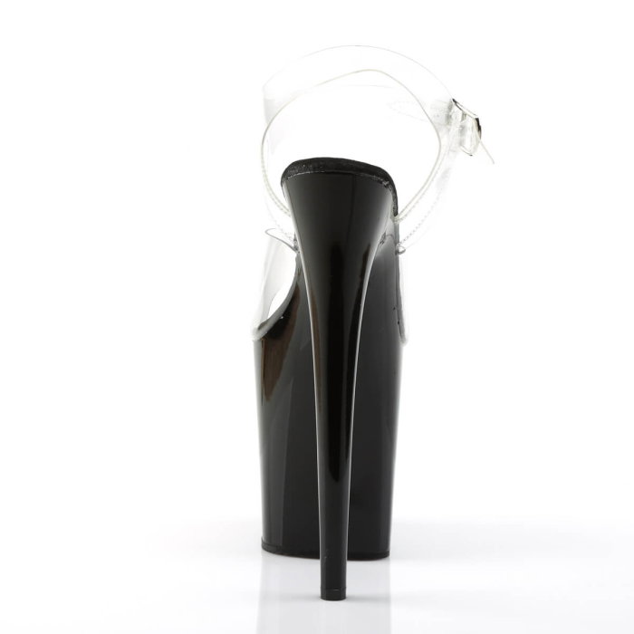 Sandale Pleaser FLAMINGO 808 negre cu barete transparente, toc înalt de 20,3 cm și platformă pentru pole dance. [9]