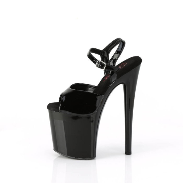 Sandale Pleaser NAUGHTY 809 negre lac pentru picior lat, cu toc de 20 cm și platformă de 10 cm. [5]
