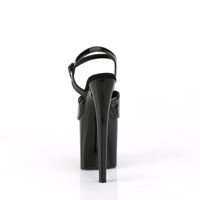 Sandale Pleaser NAUGHTY 809 negre lac pentru picior lat, cu toc de 20 cm și platformă de 10 cm. [4]