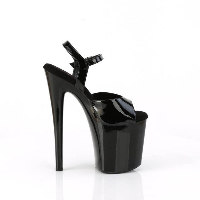 Sandale Pleaser NAUGHTY 809 negre lac pentru picior lat, cu toc de 20 cm și platformă de 10 cm. [2]
