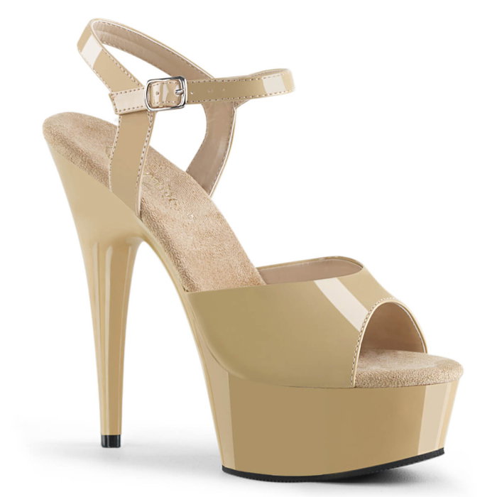 Sandale crem cu toc de 15.2 cm, din lac, marimi mari, Delight 609 [1]
