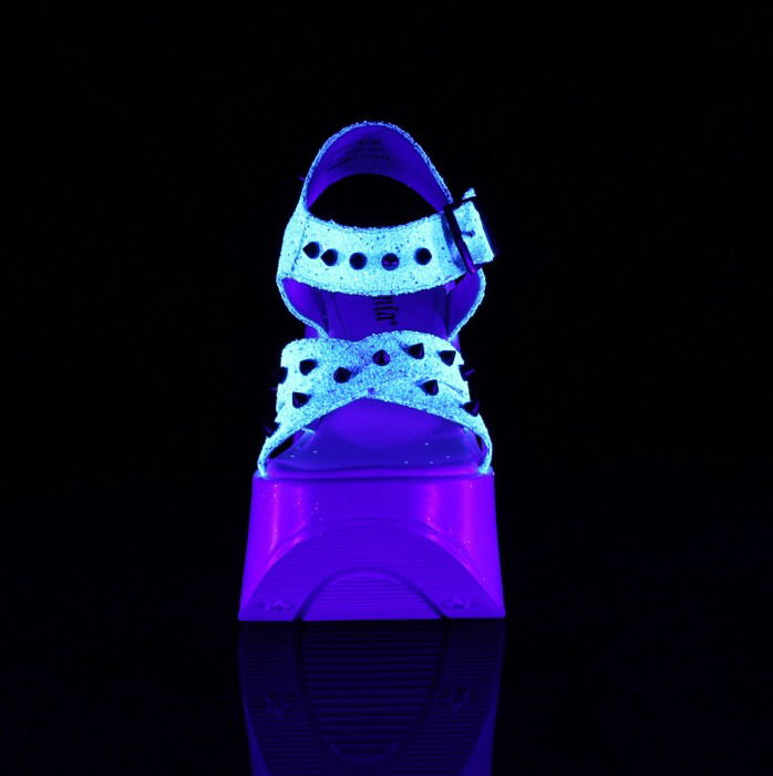 Sandale cu talpa ortopedica Dynamite 02 demonia cult stil gotic albe [2]