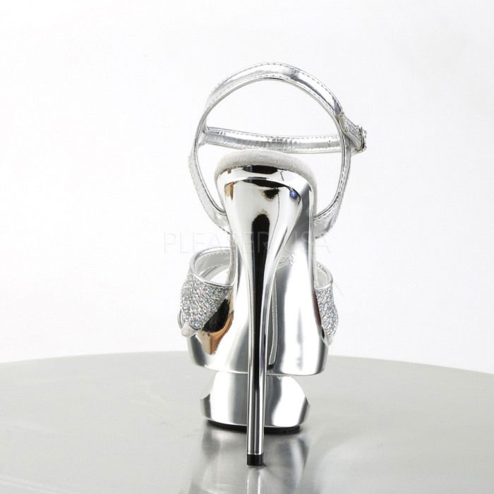 Sandale cu toc inalt argintii, cu platforma ECLIPSE 619 G [4]