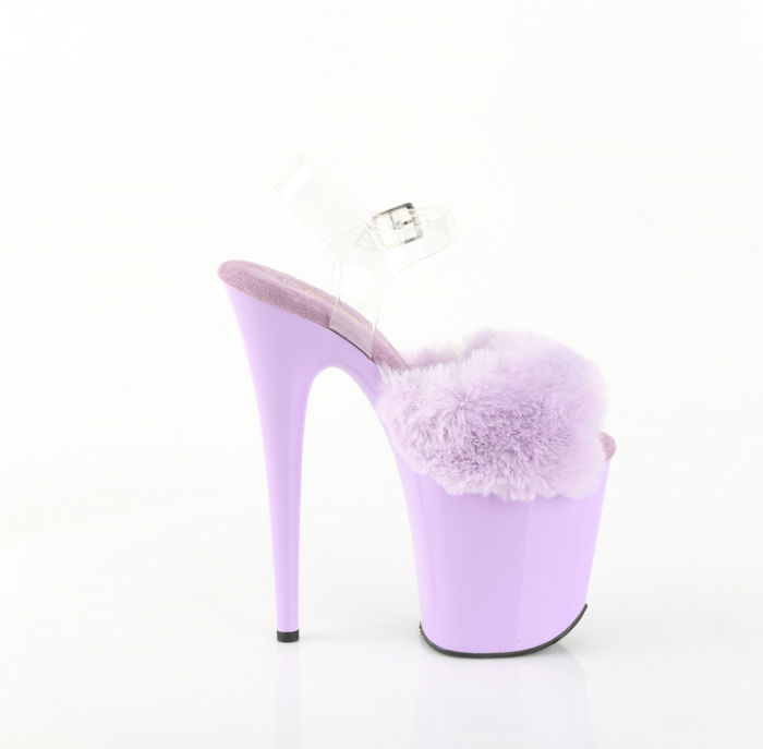 Sandale mov lila cu toc inalt si platforma, sandale cu puf [2]