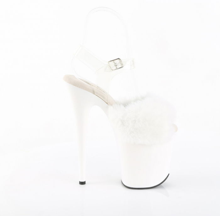 Sandale albe, cu puf si cu toc inalt si platforma, Pleaser USA [2]
