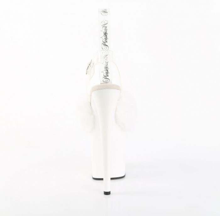 Sandale albe, cu puf si cu toc inalt si platforma, Pleaser USA [5]