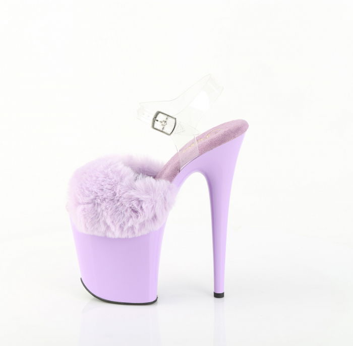 Sandale mov lila cu toc inalt si platforma, sandale cu puf [4]