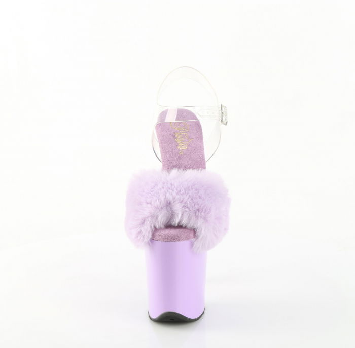 Sandale mov lila cu toc inalt si platforma, sandale cu puf [3]