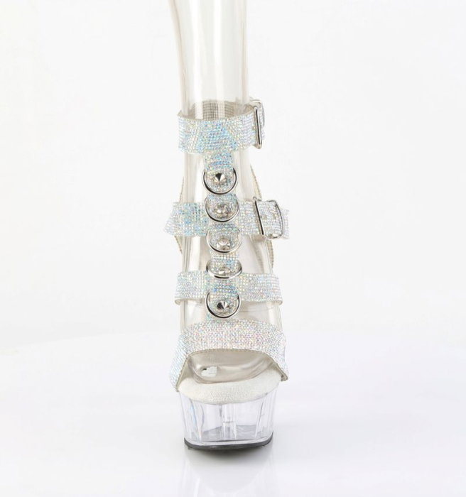 Sandale cu platforma transparente, cu barete cu pietricele de mireasa, Delight 656 RS [2]