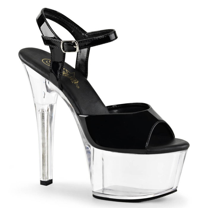 sandale negre lac cu platforma transparenta Aspire 609 Pleaser [1]