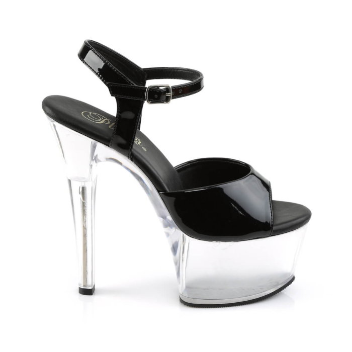 sandale negre lac cu platforma transparenta Aspire 609 Pleaser [5]