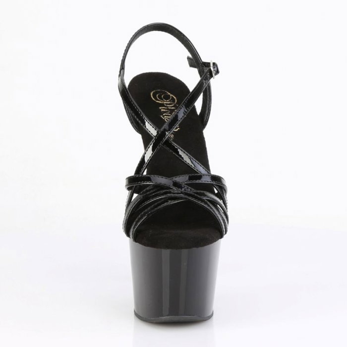 Sandale negre pole dance ADORE 713 Pleaser cu barete incrucistate si platforma 7 cm [4]