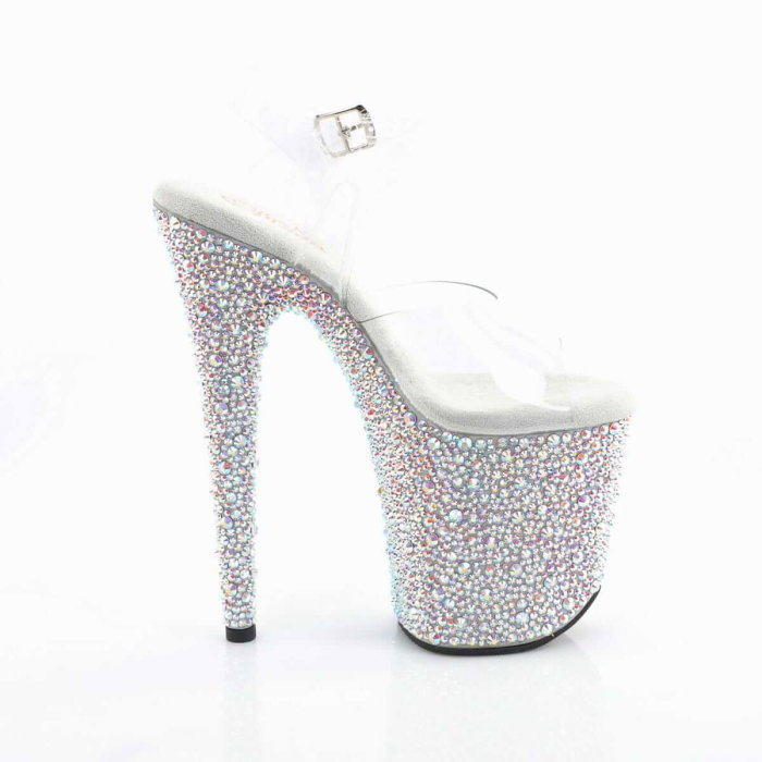 Sandale pole dance Pleaser BEJEWELED-808MS negre cu platformă acoperită cu cristale [5]