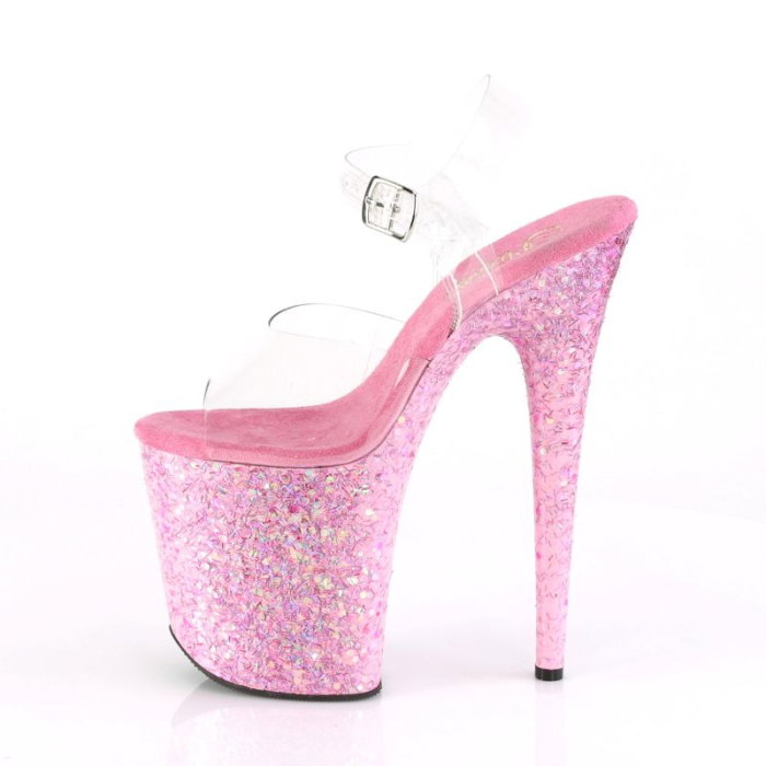 Sandale Pole Dance roz cu sclipici Pleaser FLAMINGO 808 CF toc 20 cm [3]