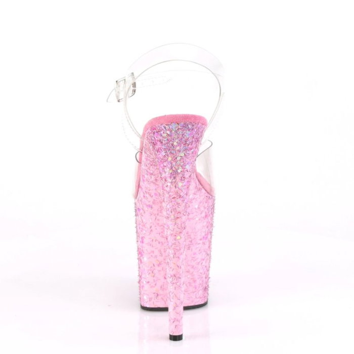 Sandale Pole Dance roz cu sclipici Pleaser FLAMINGO 808 CF toc 20 cm [2]