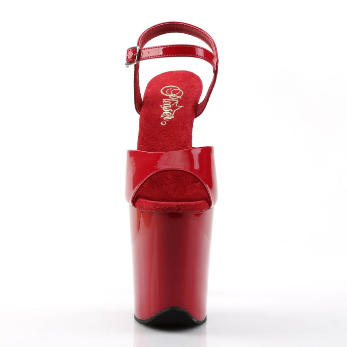 Sandale Pleaser FLAMINGO 809 roșii lac, cu toc de 20 cm, platformă de 10 cm și baretă reglabilă pe gleznă. [5]