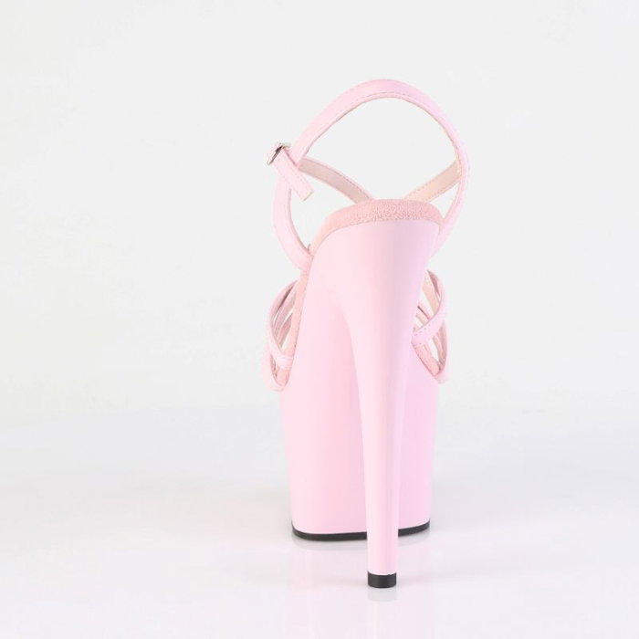 Sandale roz pastel exotic flow ADORE 713 Pleaser cu barete incrucistate si platforma 7 cm [2]