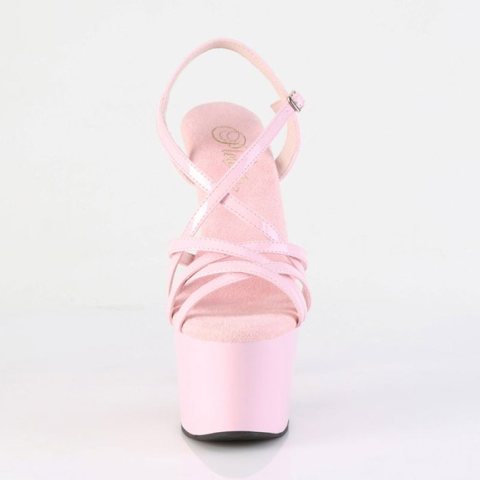 Sandale roz pastel exotic flow ADORE 713 Pleaser cu barete incrucistate si platforma 7 cm [4]