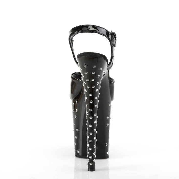 Sandale Pole Dance STARDUST 809 negre cu cristale, toc 20 cm și platformă 10 cm Pleaser USA [3]