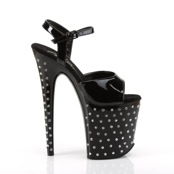 Sandale Pole Dance STARDUST 809 negre cu cristale, toc 20 cm și platformă 10 cm Pleaser USA [2]