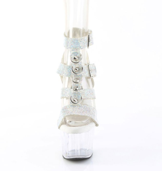 Sandale cu toc si platforma transparente, cu pietricele, ADORE 756 RS, Pleaser [3]