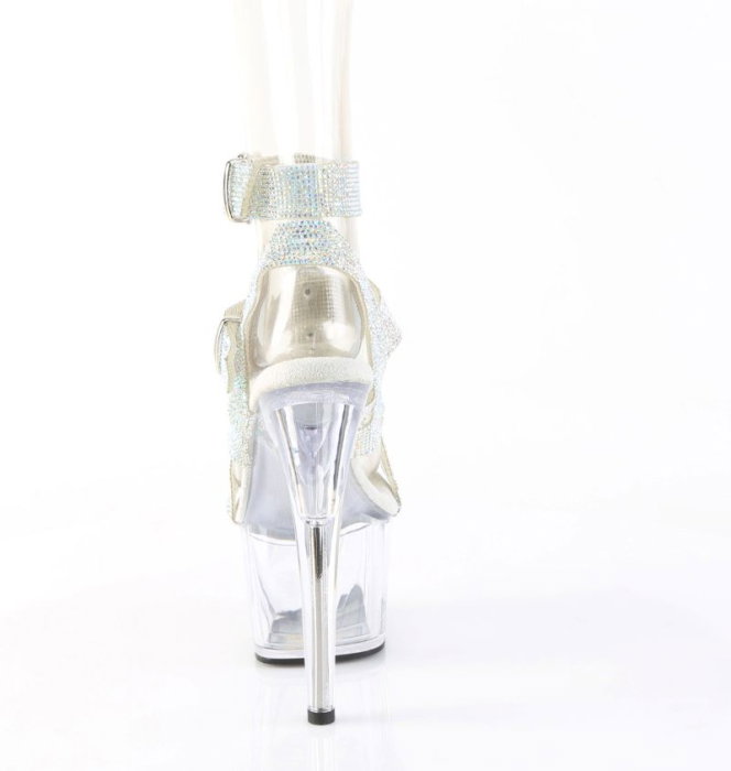 Sandale cu toc si platforma transparente, cu pietricele, ADORE 756 RS, Pleaser [4]
