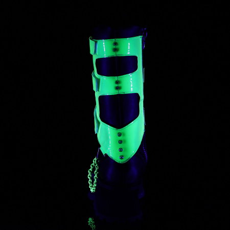 Bocanci gothic cu platformă și bombeu metalic DemoniaCult Gravedigger 255 verde neon [3]