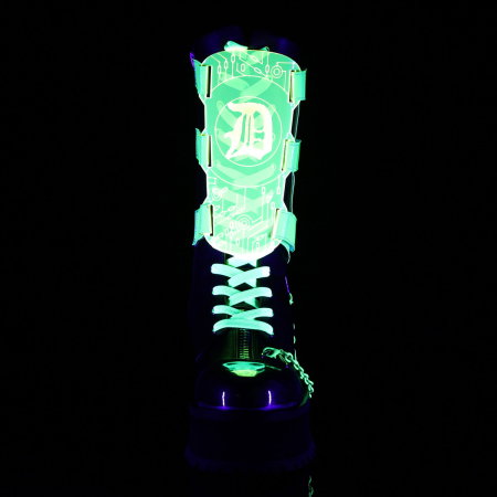 Bocanci gothic cu platformă și bombeu metalic DemoniaCult Gravedigger 255 verde neon [2]