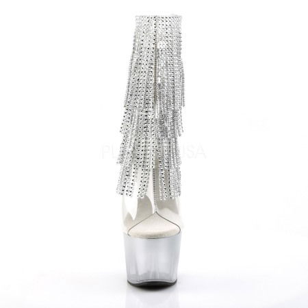 Botine argintii cu toc inalt si platforma, cu pietricele [1]