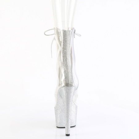 Botine cu toc si platforma, cu pietricele si transparente [3]