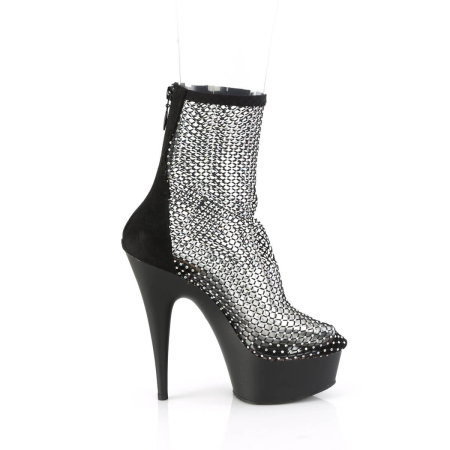 Botine negre cu plasă și cristale Pleaser DELIGHT 1009, toc de 15 cm [4]