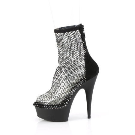 Botine negre cu plasă și cristale Pleaser DELIGHT 1009, toc de 15 cm [3]
