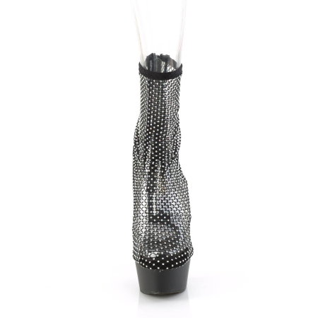 Botine negre cu plasă și cristale Pleaser DELIGHT 1009, toc de 15 cm [1]