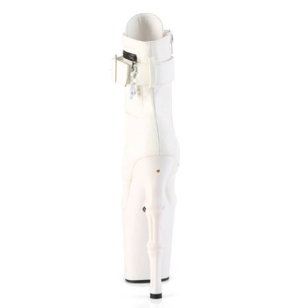 Botine Pleaser RAPTURE 1020 STR LT albe cu craniu LED roșu și toc osos de 20 cm pentru pole dance [1]