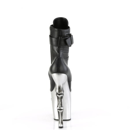 Botine Pleaser RAPTURE 1020 STR LT negre cu platformă argintie, craniu LED roșu și toc osos de 20 cm pentru pole dance [2]