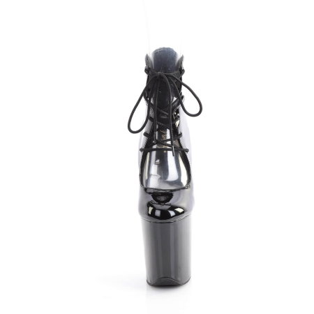 Botine pole dance negru lac Pleaser FLAMINGO 800 22 cu toc de 20 cm [3]