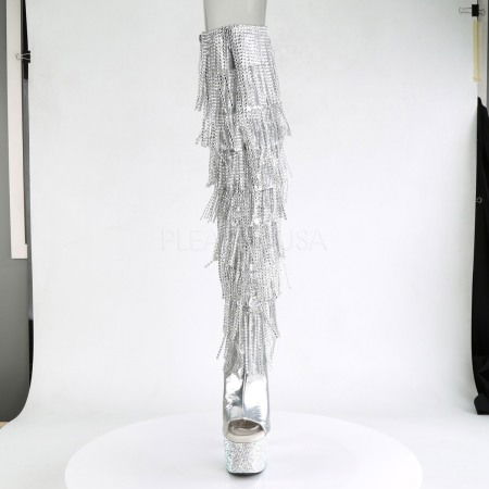 Cizme peste genunchi argintii, comode pentru streaptiese [1]