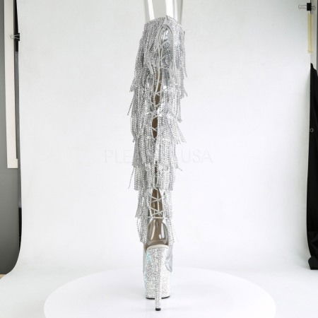 Cizme peste genunchi argintii, comode pentru streaptiese [3]